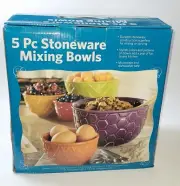 SCM Designs Set Of Five Assorted Multi-Colored Stoneware Nesting Bowls