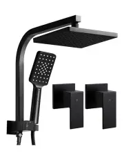 Cefito 8'' Rain Shower Head Set Handheld Square High Pressure Twins Tap Black