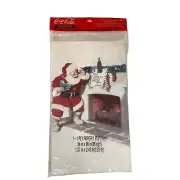 1993 Coca Cola Christmas Table Cover Poly Paper Santa Clause NEW SEALED Vintage