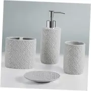 Ceramic Bathroom Accessories Set, Vanity Decor Storage Assorted Sizes Grey