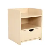 Bedside Tables Storage Cabinet Nightstand 1 Drawer 2 Shelf LARK OAK