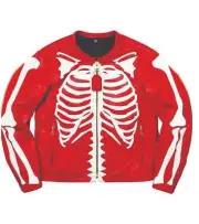 Mens Leather Jacket Custom Made Skeleton Motorbike Jacket Christmas Gift