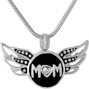 BIAIHQIE Angel Feather Crystal Cremation Pendant Memorial Necklace Family Loss Ashes Holder Funeral Casket Keepsake Jewelry