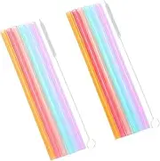 Silicone Straws 12Pcs 11 mm with 2 Cleaning Brushes, Flexible Reusable Drinking Straws