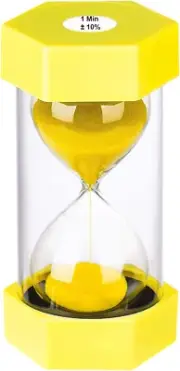 Sand Hourglass Timer 1 Minute : Plastic Sand Clock, Small Yellow Sand Watch, Rel