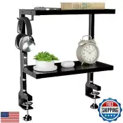 PUTORSEN 2-Tier Clamp-On Desk Shelf - Adjustable Height and Versatile Hook, A