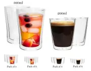 Double Wall Glasses Thick Glass Tumbler Highball Water Drinking Cups 200ml/360ml