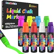 FansArriche Window Markers - 15mm Jumbo - 8 Pack of Neon Chalk Pens - Liquid Chalk Bright Car Markers, Chalkboard Markers for Windows, Blackboard, Glass, Signs, 3-in-1 nib