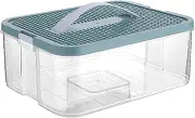 Kids Building Blocks Storage Box Stackable Toys Organizer Storage Case Adjustable Sundries Container,Green-B