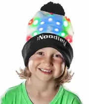 The Noodley Flashing Light Up Beanie Hat Funny Glow Kids Toy Pom Cap (One Size)