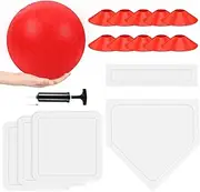 16 Pcs Sports Kickball Set Includes 10 Inches Playground Ball 5 Rubber Throw Down Bases Ball Pump 10 Foul Line Cones for Kids Adults Playground School Backyard Game Camps Picnic