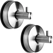 JOMOLA Suction Cup Shower Hooks for Hanging Towel Suction Hook for Inside Shower Stainless Steel Coat Hooks Wall Mounted Kitchen Utensil Stainless Steel, Brushed Finish, 2PCS