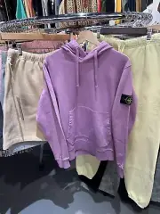 Stone Island NWT Purple Sleeve Patched Hooded Sweatshirt Size Small
