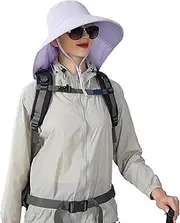 [Huakunda] Women's Sun Hat Outdoor Wide Brim Safari Hat with Neck Protection Fishing Hat Foldable Garden Hat for Travel Hiking
