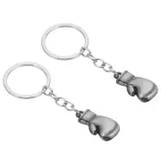 2 Pcs Boxing Gloves Keychain Mini Cute Boxing Key Chain Sport Pendant Deep Gray