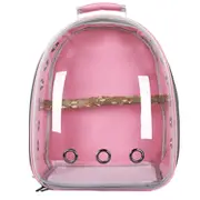 GGP Pink Stylish Transparent Pvc Pet Carrier Backpack Large Capacity, Multi Use For Birds & Cats(Including Wooden Stick)