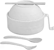 Homiliky Microwave Ramen Cooker Set,Ramen Noodle Cooker,Soup Containers with Lids Chopsticks Spoon Ramen Noodle Bowl Fork College Dorm Room Apartment Essentials,Dishwasher-Safe (Beige)
