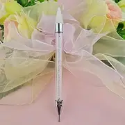 1 Piece Rhinestone Picker Dotting Pen, Dual-Ended Rhinestone Gems Crystals Studs Picker Wax Pencil Pen Crystal Beads Handle Manicure Nail Art DIY Decoration Tool (Pink)-Clear