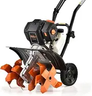 Cultivator Tiller Petrol 46cc OHV 4-Stroke Engine with 6 Blades, 15 Inch, 24 Tines, Titan 9