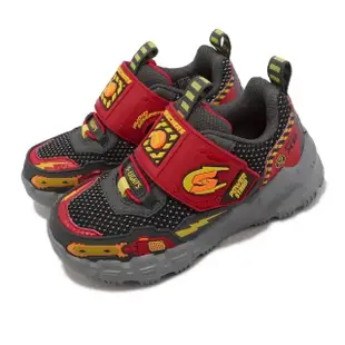 【SKECHERS】兒童燈鞋 S Lights-Adventure Track 紅 灰 音效 太空戰機 閃燈 小朋友(400155LRDCC)