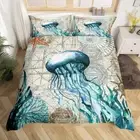 Comforter Cover Set King Size Ocean Decor,Jellyfish Duvet Cover Nautical Sea