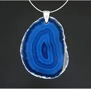 [Vives Cortada] Blue Agate Pendant, 4-6 cm, Agate
