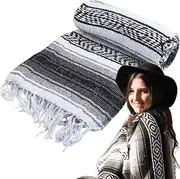 Woven Blanket, Mexican Blanket 51x71'' Soft & Cozy Woven with Elegant Tassel Edge Easy to Clean Portable Polyester Outdoor for Beach, Picnic, Saddle, Car or Yoga