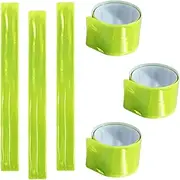 Wzenclave 6 Pcs Reflective Bands Snap Bracelets, Reflective Safety Band, High Visibility Ankle Bands, Enhance Safety for School Bags, Keys, Prams, Hiking, Joggers, and Cyclists, Fluorescent Green
