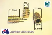 Qty 20 M6 Type E Wood Timber Threaded Insert Zinc Steel Alloy Inserts Allen Nuts