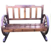 Kasa Fir Wood Park Garden Patio Wheel Bench 2 Seater Wooden Bbq Deck