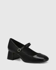 Irena Black Leather Mary Jane