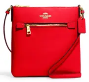 Coach Mini Rowan File Bag - Electric Red Crossgrain Leather - NWT CE871 ❤️