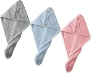 Ipetboom Pack Hair Towel Wrap Absorbent Quick-Dry Hair Turban Comfortable Fashion for Travel