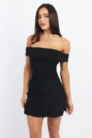 Black Off Shoulder Dress Mini - Size 16XL, Women's Skater Dress