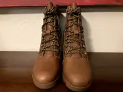 NEW SOREL Joan Uptown Lace-Up/Zip Waterproof Leather Wedge Boot US 9.5 Hazelnut