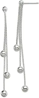 [JewelryWeb] 925 Sterling Silver Polished Bead Post Long Drop Dangle Earrings 57x4mm Wide-Dangle Earring for Women