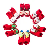 在飛比找Yahoo奇摩購物中心優惠-colorland【2入】歡樂耶誕學步鞋 嬰兒軟底室內鞋 寶