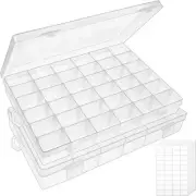 2pack 36 Grids Clear Plastic Organizer Box Container Craft Storage with
