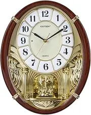 KELAOTE Melodies in Motion Musical Wall Clock | Chiming Wall Clock with Rotating Crystal Pendulum | 12 Melodies | Adjustable Volume | Night Shutoff
