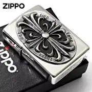 Cross Metal Emblem Silver Brass Regular Case Japan Zippo Oil Lighter MIB