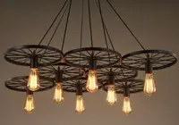 在飛比找松果購物優惠-吊燈 燈具 8頭車輪吊燈 復古工業風 鐵藝吊燈 美式鄉村 l
