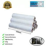 Stretch Wrap CLEAR Hand Wrap 500mm x 400m 25UM Pallet Shrink Wrap 1 / 2 / 4 / 8