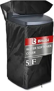 Bitubi Water Softener Cover Winter Cover, Indoor/Outdoor Water Softener Insulated Cover with Plush Lining (19.5"W x 20.5" D x 47" H, Black)