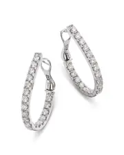 Bloomingdale's Fine Collection Diamond Inside Out Oval Hoop Earrings in 14K White Gold, 4.00 ct. t. w.