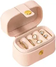 [Generic] 1PK PU Leather Ring Box Ear Studs Boxes Capsule Shape Ring Case Mini Jewellery Organiser Jewelry Display Gift Box for Wedding Proposal Engagement Birthday (Bare powder, One size)