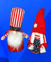 Patriotic USA Gnomes Plush Man Woman Doll Set Fourth of July Memorial Day 16" LG