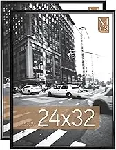 MCS Trendsetter 24x32 Poster Frame Black High-Gloss, Vertical & Horizontal Wall Hanging Large Picture Frame for Photos, Posters & Art Prints (2-Pack)