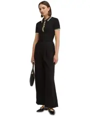 [Oxford] Pascale Rib Polo Top in Black
