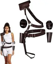 Pacreck Lucy Costume Belt Halloween Cosplay Gun Props Holster Leather Cosplay Outfits Arm Guards 7 Pcs Full Accessories
