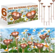 6 Pcs Bee Watering Station for Garden Bee Metal Watering Cups Butterfly Water Fe